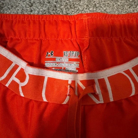 Under Armour Women's Bright Orange Athletic Shorts - Picture 3 of 4